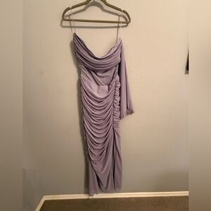 Abercrombie & Fitch Lavender Ruched One-Shoulder Formal Dress – Large Tall